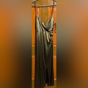 NWT Forever 21 Metallic Gold Slip Maxi Dress